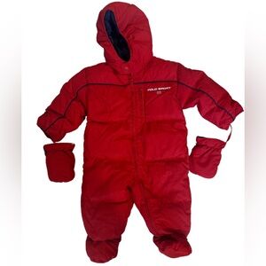 vintage ✨ Polo Sport Ralph Lauren Down Filled Infant Snowsuitt with mittens